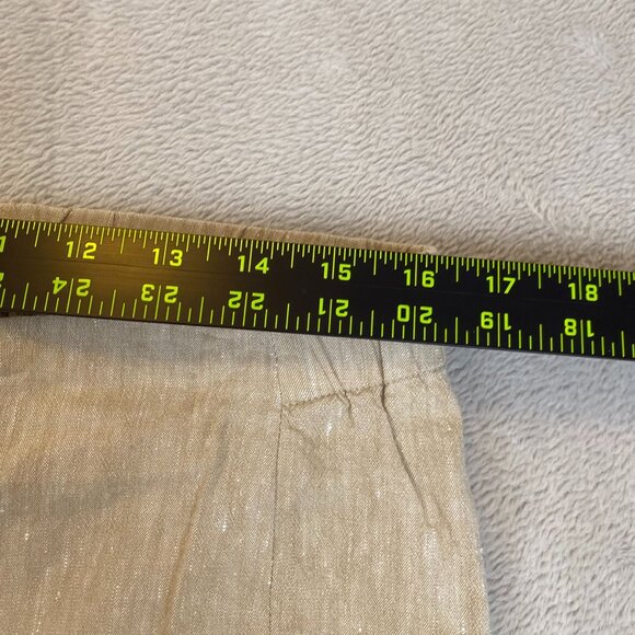 J.Jill Women's Linen Blend Capri Pants Size MP Beige Cropped Stretch Elastic Wai - Picture 3 of 9